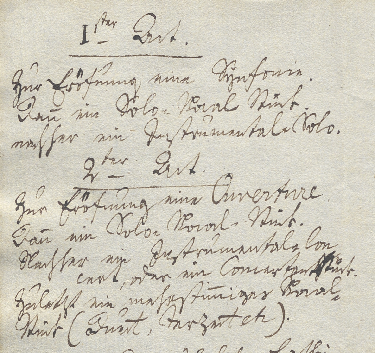 Die «Concert-Ordnung» von 1812
