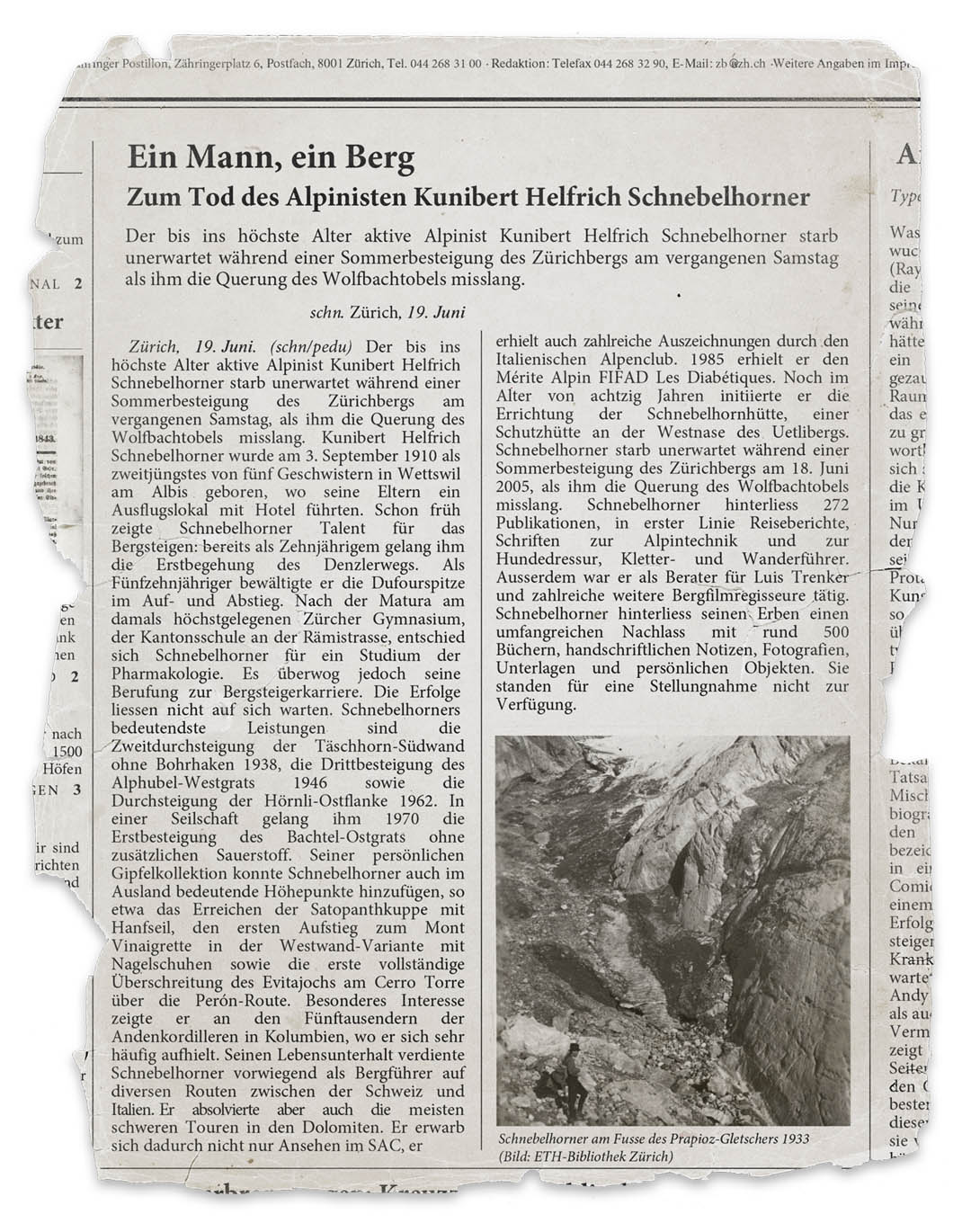 Schnebelhorners Nachruf im Zähringer Postillon, 19. Juni 2005