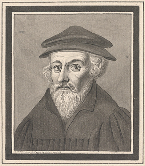Johann Jakob Wick (1522–1588), portrait drawing from 1785. (Image: ZB Zürich, Ms. F 108, Part III, f. 6)