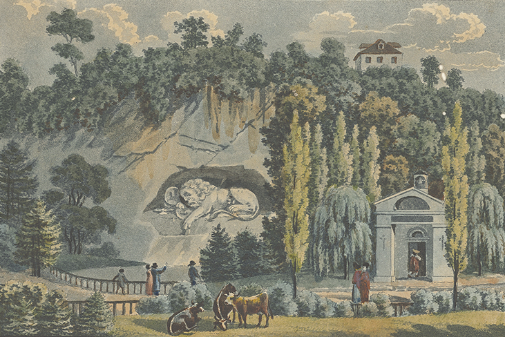 Das Luzerner Löwendenkmal, nach einer Zeichnung von Johann Baptist Marzohl, 1840er-Jahre