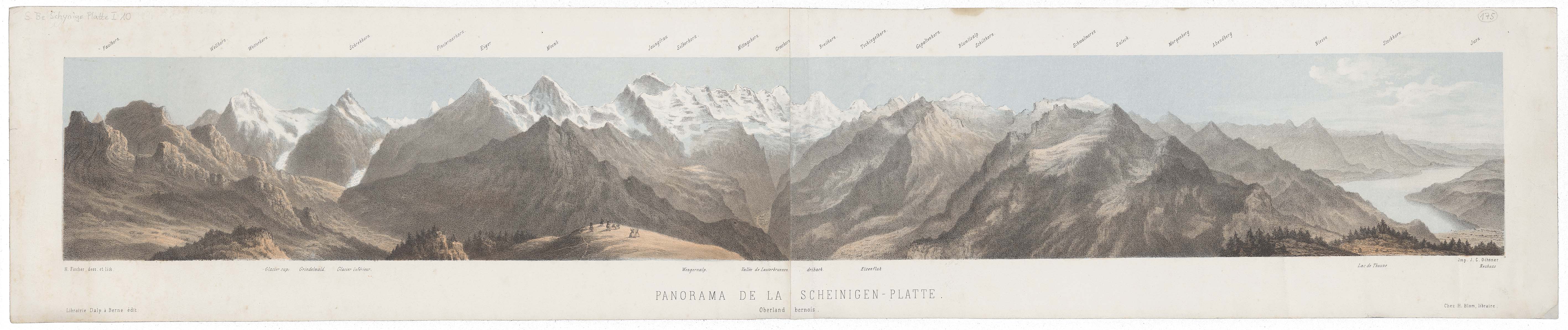 Insbesondere das Lauterbrunnental hinterliess bei J.R.R. Tolkien einen tiefen Eindruck: Seine Erinnerung und eine Postkarte dienten ihm später als Bezugsrahmen für den fiktiven Schauplatz von Bruchtal (Rivendell) im Mittelerde-Legendarium. Heinrich Fischer: Panorama de la Scheinigen-Platte, Bern um 1855. © Zentralbibliothek Zürich, S Be Schynige Platte I 10.
