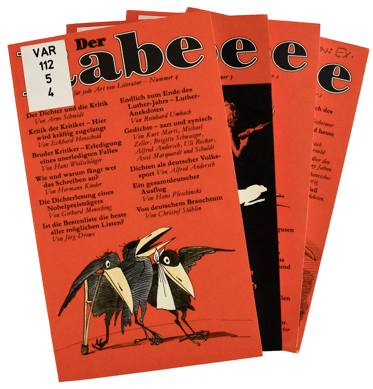 Die verlagseigene Zeitschrift «Der Rabe» ermöglichte vielen Schreibenden den Eintritt in den Verlag. (Bild: Friedrich Karl Waechter / ZB Zürich)