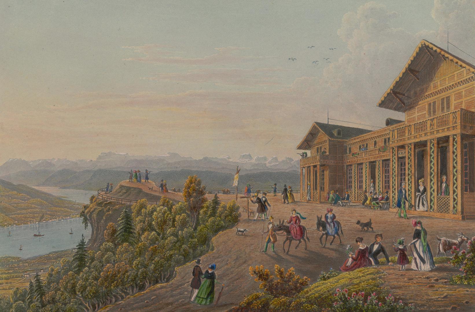 Gast- und Kurhaus im Schweizer Holzstil auf dem Uetliberg-Gipfel, 1839/40 von Architekt Johann Jakob Breitinger erbaut (Bild: ZBZ) 