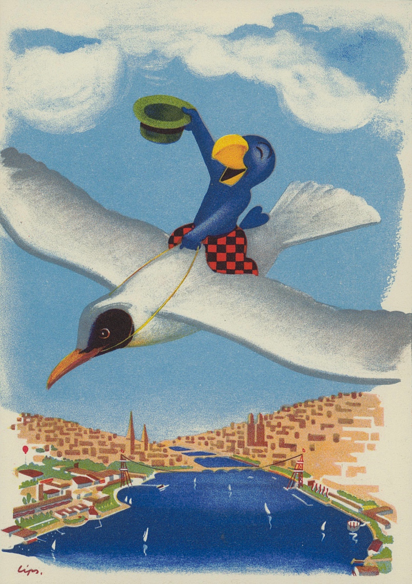 Globi-Postkarten zur Landi, 1939. <br> (Bild: Erben J.K. Schiele / ZB Zürich)
