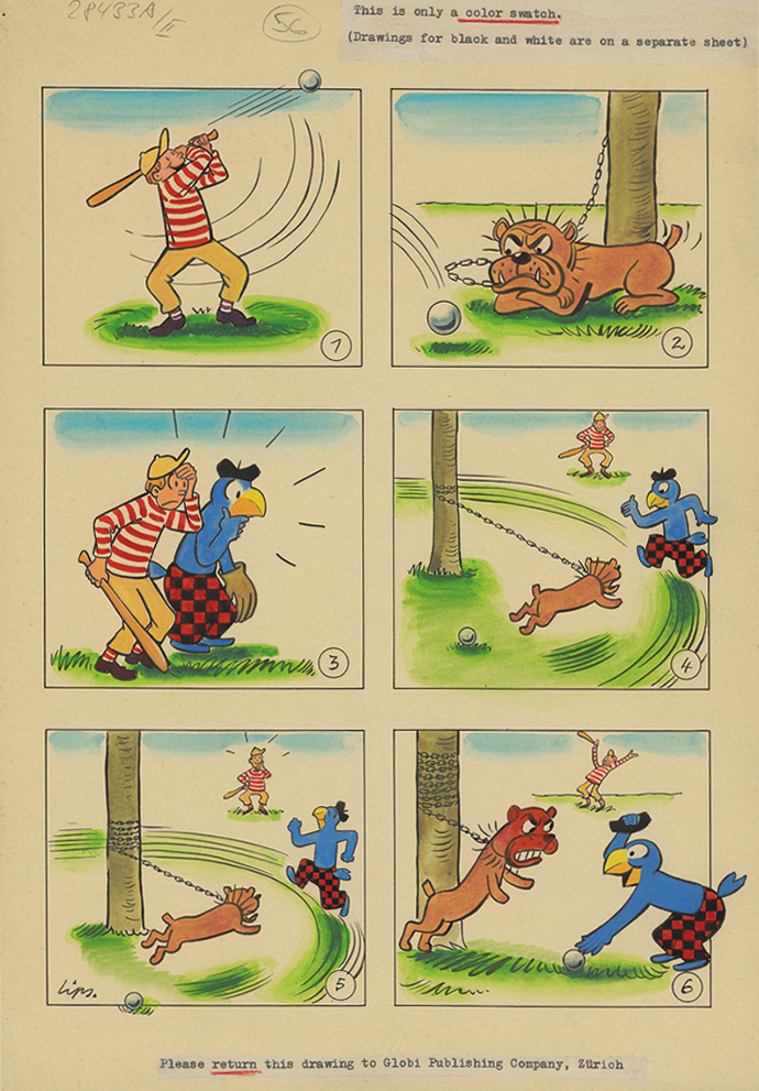 Robert Lips, Baseball-Problem, farbig, 1949. <br> (Bild: Erben J.K. Schiele / ZB Zürich)