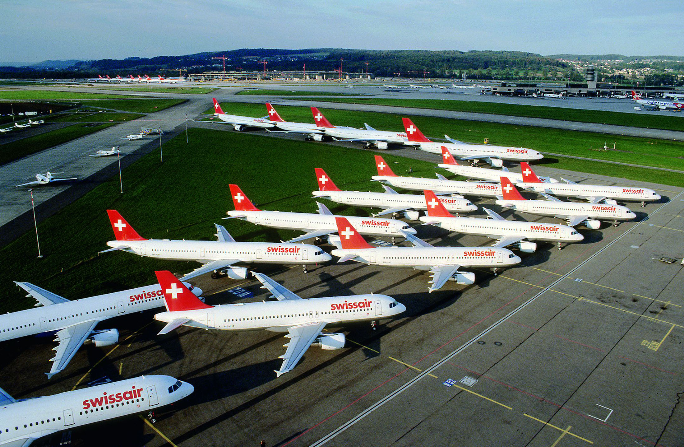 «Gegroundete» Swissair-Flugzeuge. Werner Loosli, Flughafen Zürich