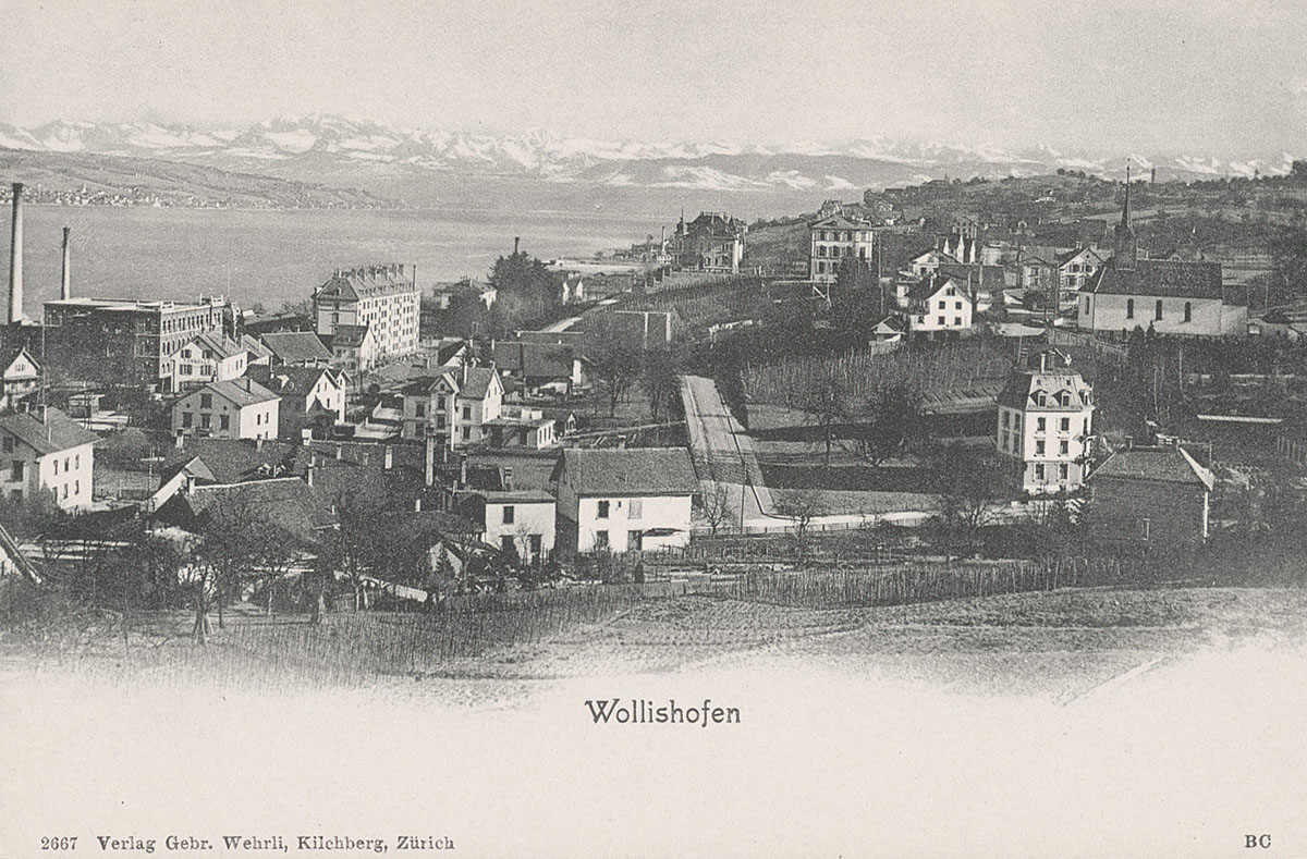 Picture postcard showing Wollishofen in around 1900