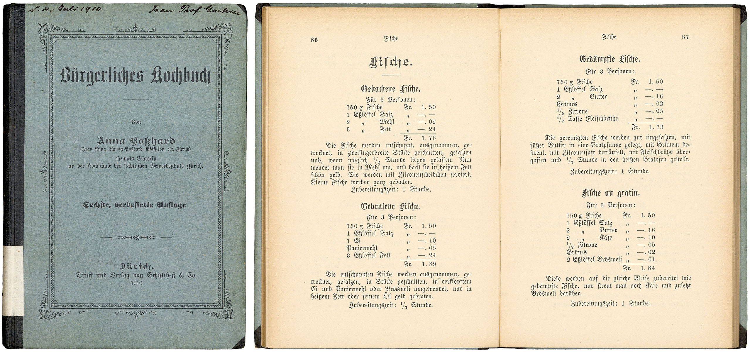 Fischrezepte von Zürichs erster Kochlehrerin