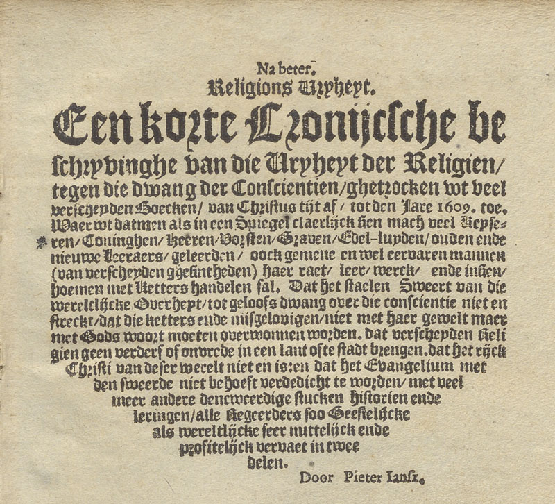 Religionsfreiheit 1609