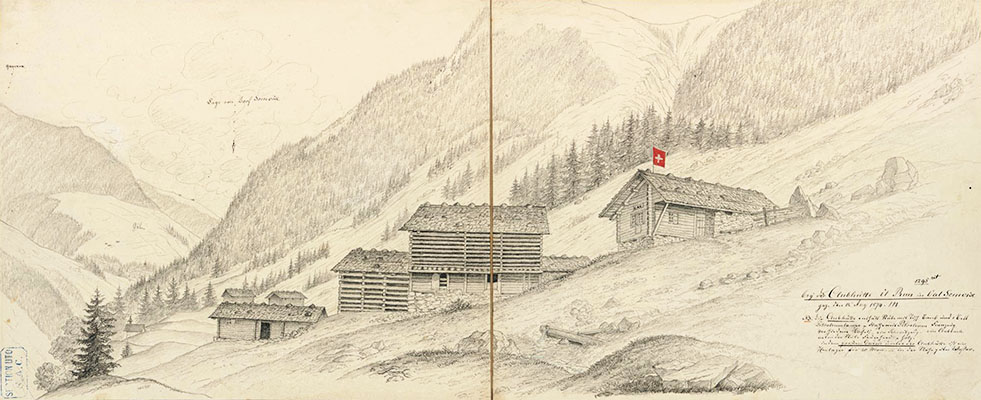 «Bey der Clubhütte il Run in Val Somvix» von Johann Müller-Wegmann